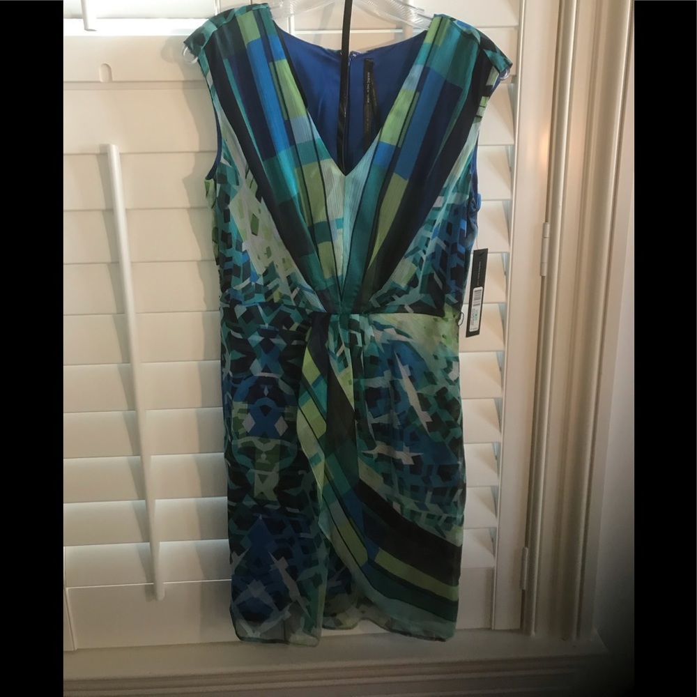 Andrew Marc New York Abstract Print Faux Wrap Dress